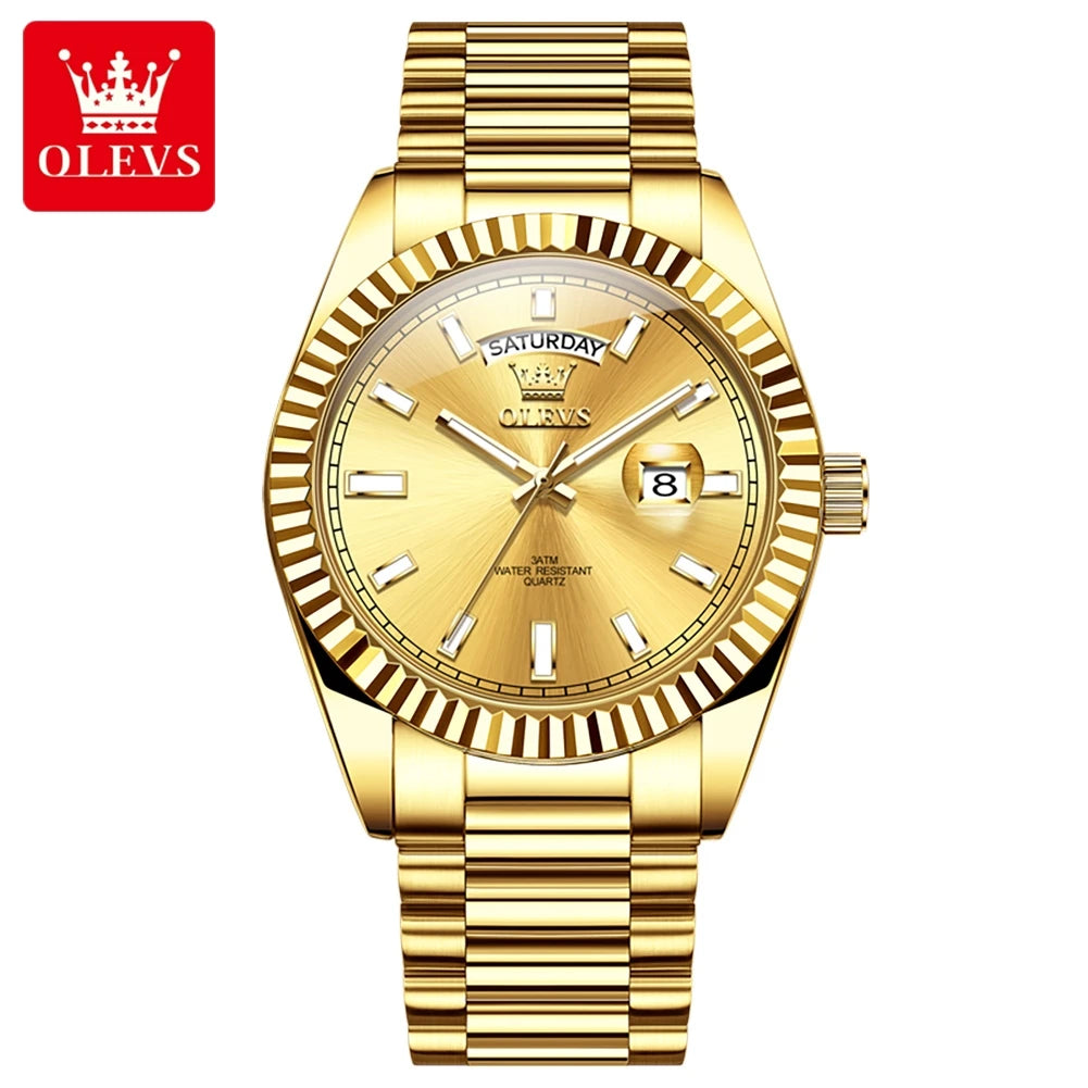 OLEVS Men's Rose Gold Stainless Steel Quartz Watch