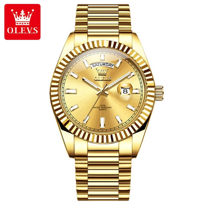 OLEVS Men's Rose Gold Stainless Steel Quartz Watch