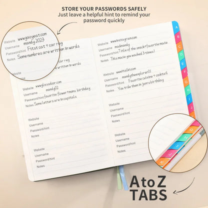 A5 Password Book with Alphabet Tabs