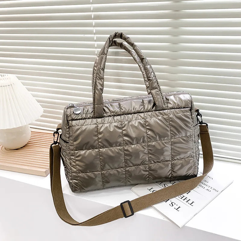 Quilted Waterproof Nylon Tote Bag