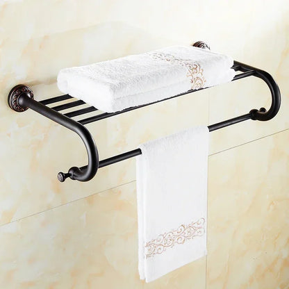 Black Bronze Carved Bathroom Hardware Accessories Set