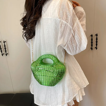 Metallic Acrylic Woven Handbag