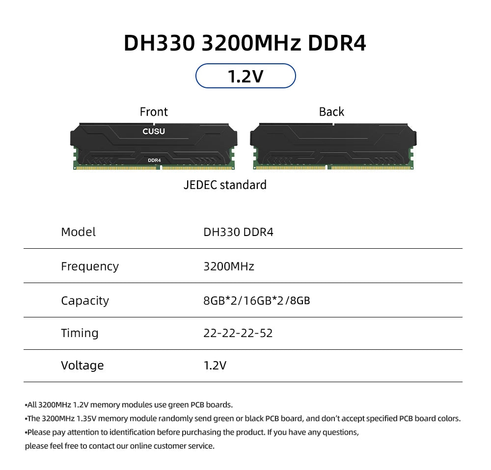 CUSU DDR4 Desktop RAM – 8GB / 16GB 3200MHz & 3600MHz