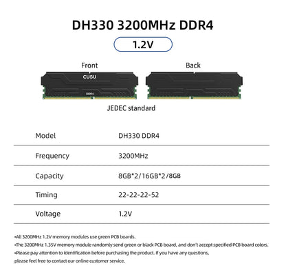 CUSU DDR4 Desktop RAM – 8GB / 16GB 3200MHz & 3600MHz