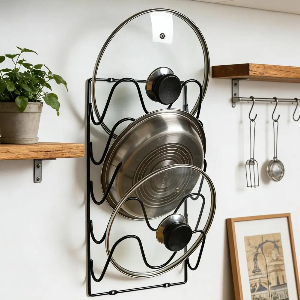 Wall Mounted Pot Lid Organizer Rack