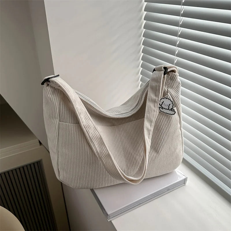 Corduroy Half Moon Shoulder Bag