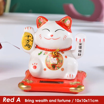 4.5 Inch Ceramic Lucky Solar Cat