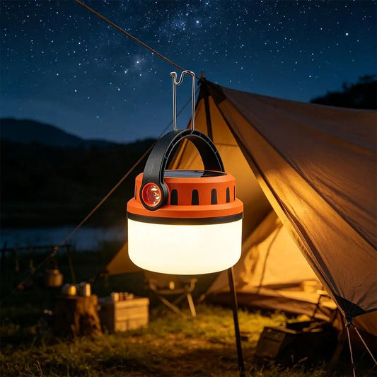 Solar Rechargeable Camping Lantern with Hanging Hook