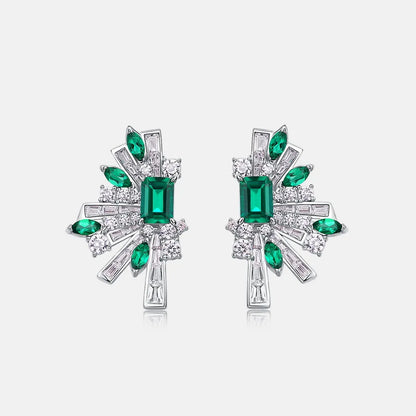 925 Silver Lab Emerald Wing Earrings