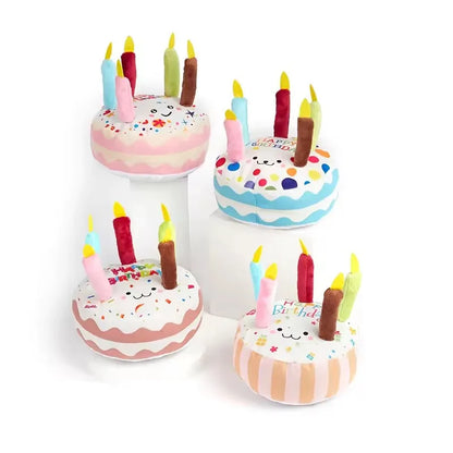 Birthday Cake Plush Dog Toy with Squeaker