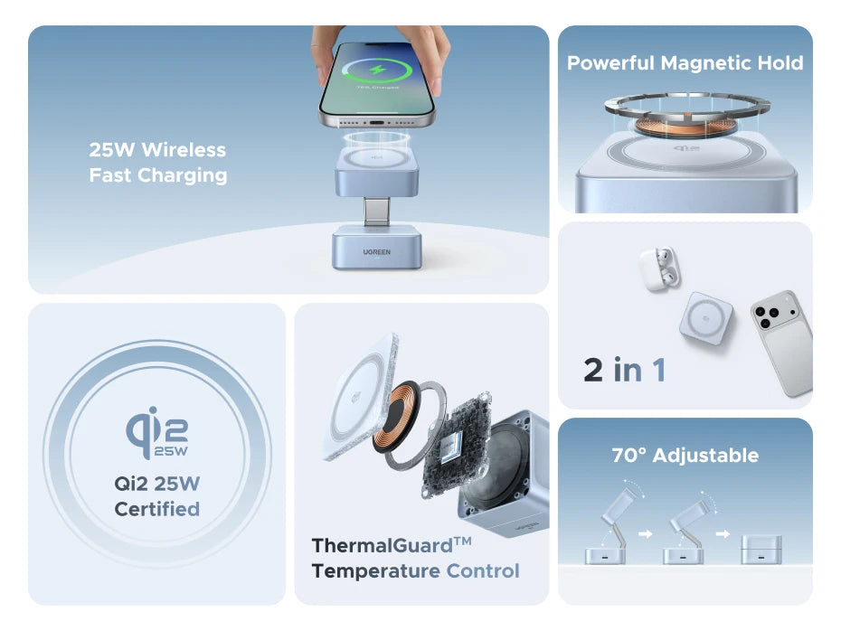 Qi2 2-in-1 Magnetic Wireless Charger Stand