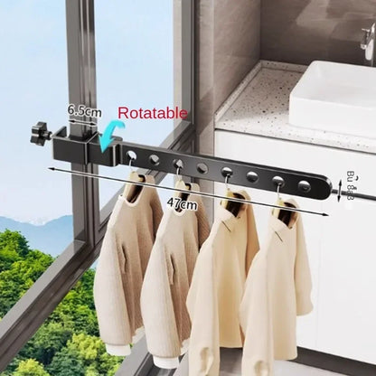 Foldable Rotatable Black Clothes Rack