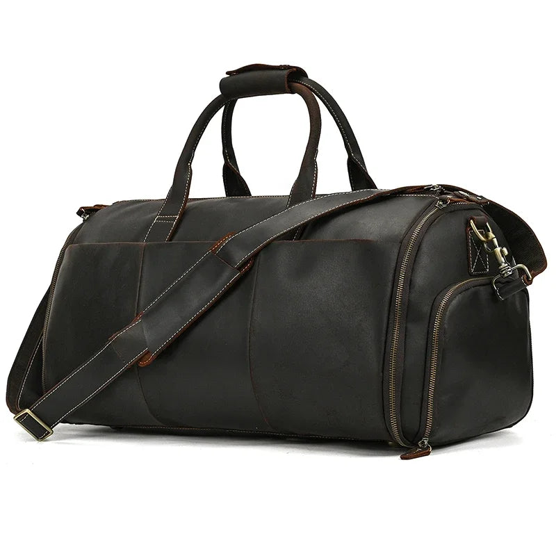 Crazy Horse Leather Travel Bag for Suits