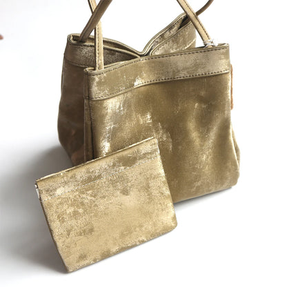 Custom Name Suede Leather Shoulder Bag with Top Handle