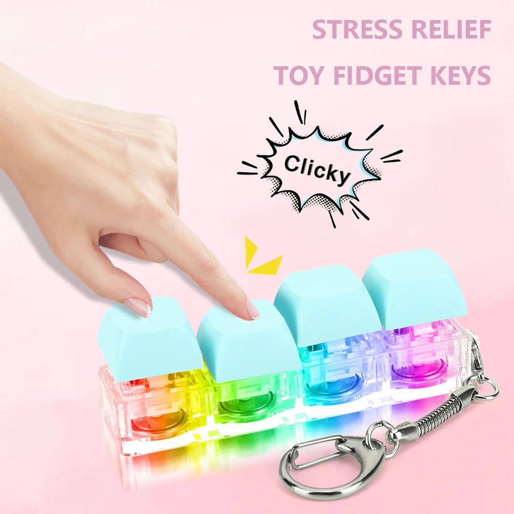4-Key LED Keyboard Fidget Keychain
