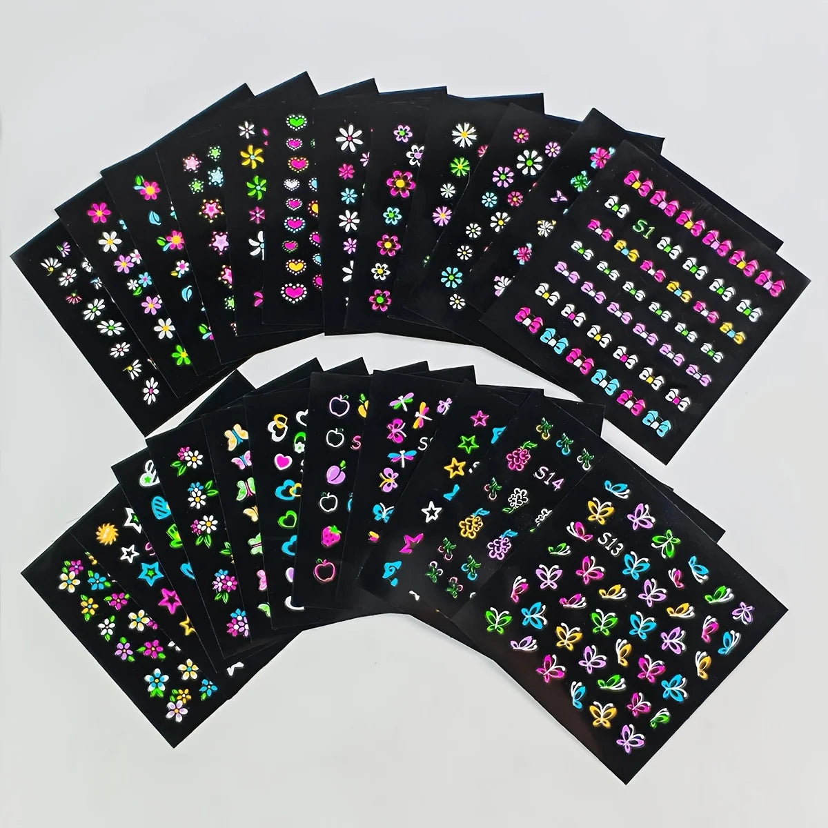 30 Sheets 3D Neon Nail Stickers