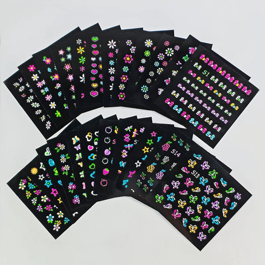 30 Sheets 3D Neon Nail Stickers