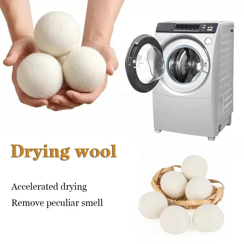 Natural Wool Dryer Balls – Reusable Laundry Fabric Softener Set