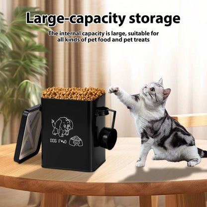 Stainless Steel Pet Food Storage Container with Lid & Scoop