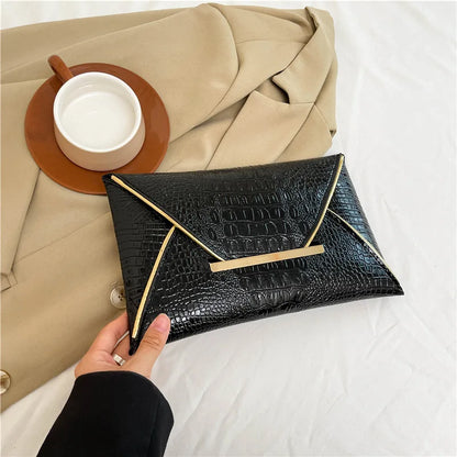 Crocodile Pattern Envelope Clutch Bag for Women