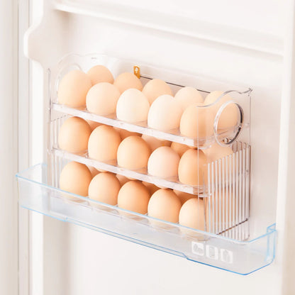 3-Layer Egg Storage Box for Refrigerator – 30 Egg Holder Organizer