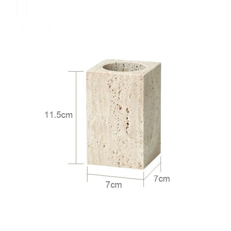 Travertine-Style Bathroom Accessories Set