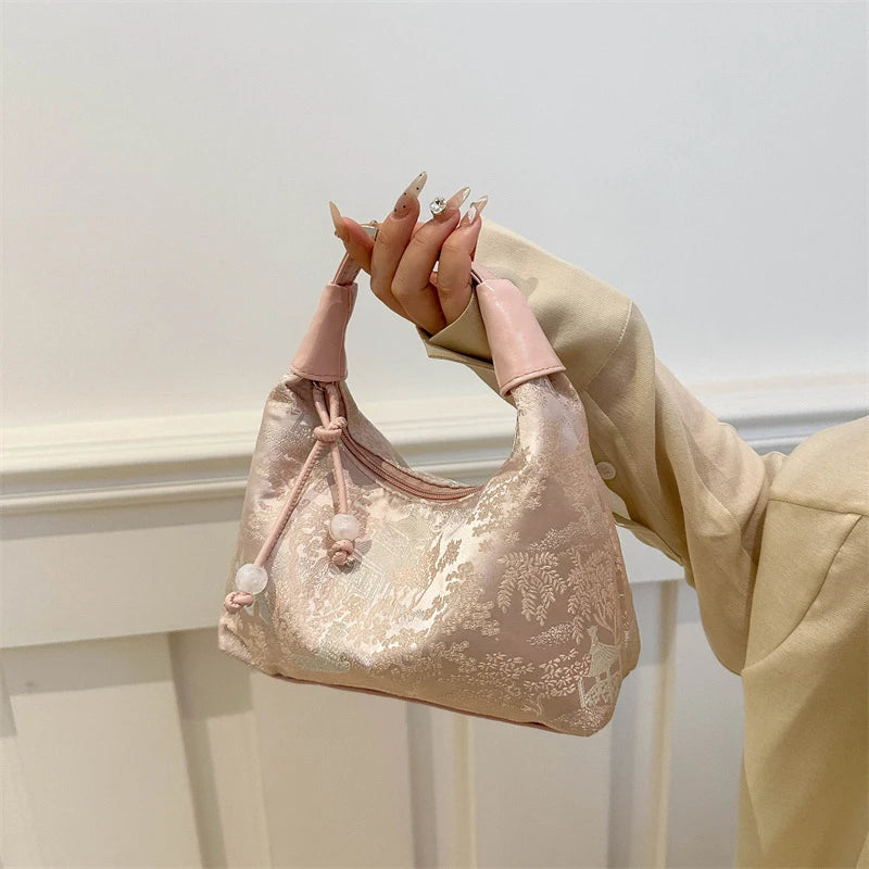 Chinese Embroidered Canvas Shoulder Handbag