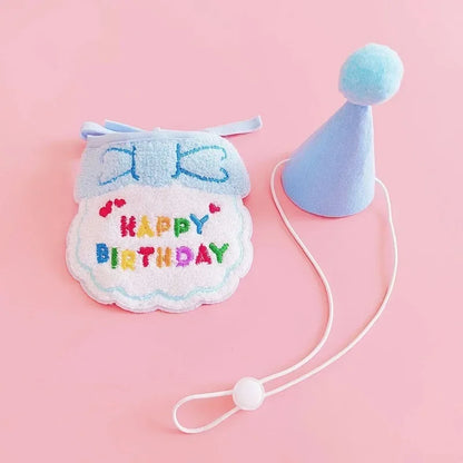 Pet Birthday Hat & Bandana Set for Dogs & Cats