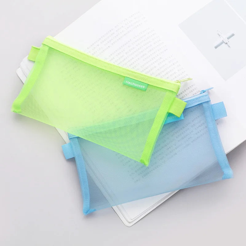 Large Capacity Transparent Mesh Pencil Case