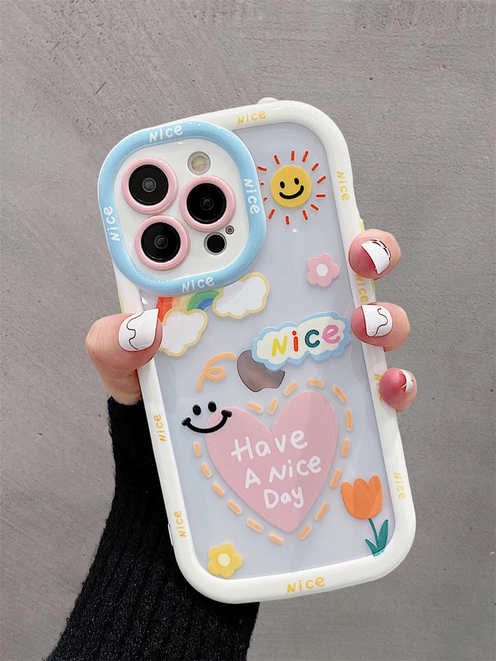 Cute Rainbow Cartoon Heart Smile Phone Case For iPhone 14 13 12 11 Pro Max