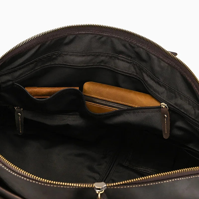 Crazy Horse Leather Travel Bag for Suits