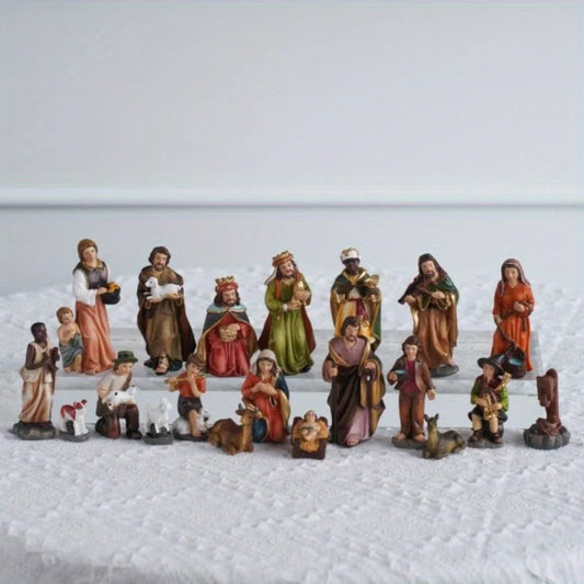 20-Piece Resin Christmas Nativity Figurine Set