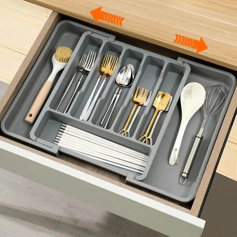 Adjustable Retractable Cutlery Drawer Organizer