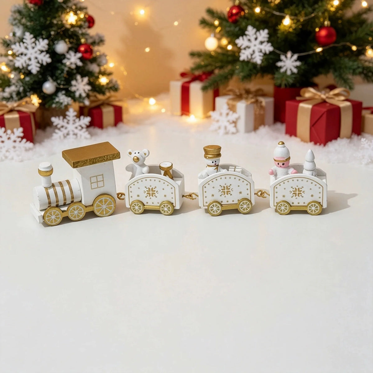 Painted Wooden Christmas Train Ornament