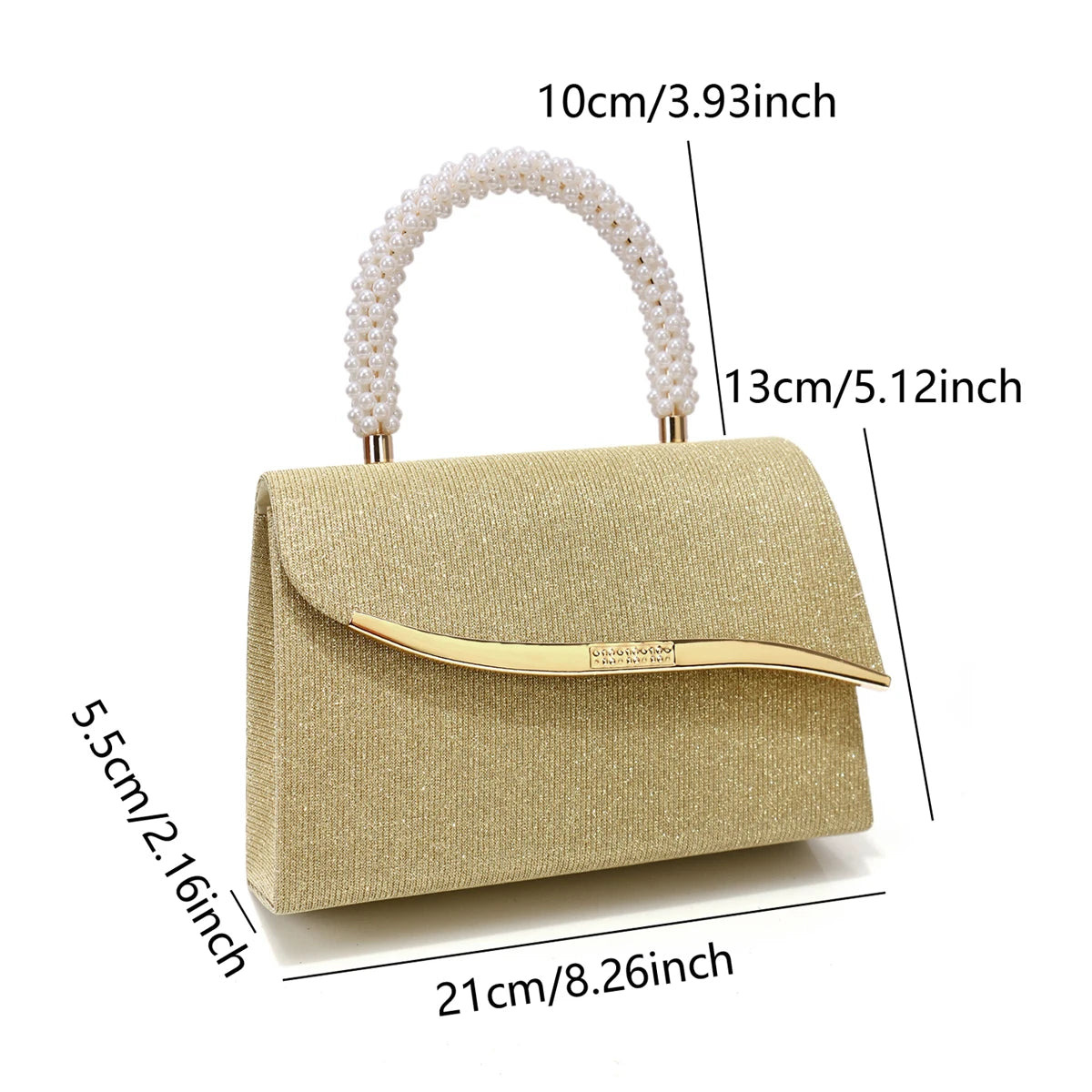 Metal Pearl Glitter Evening Clutch Bag
