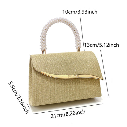Metal Pearl Glitter Evening Clutch Bag