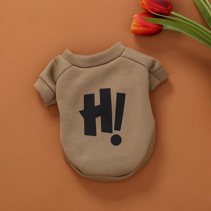 Cartoon Letter Dog Sweater – Warm Pet Shirt for Autumn & Winter