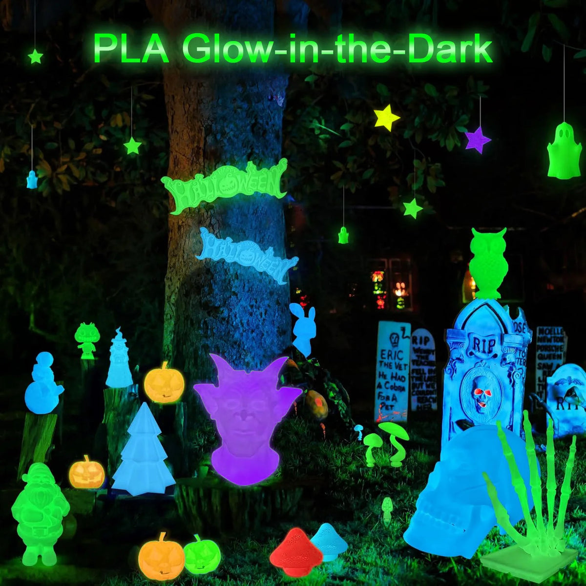 Glow-in-the-Dark PLA 3D Printer Filament Bundle