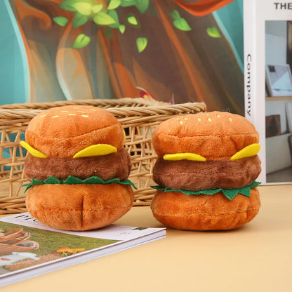 Hamburger Plush Squeaky Dog Chew Toy