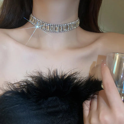 Geometric Crystal Rhinestone Choker Necklace