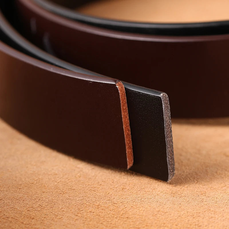 No Buckle 3.5cm Width Cowskin Genuine Leather Belt