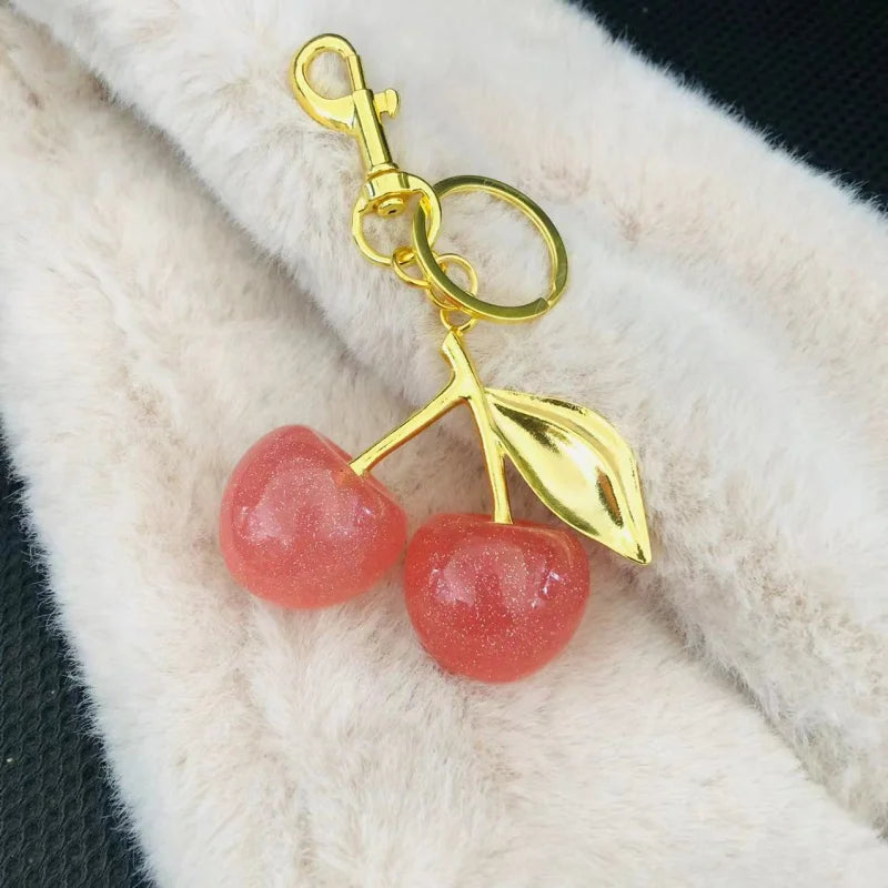 Red Cherry Pendant Keychain Charm