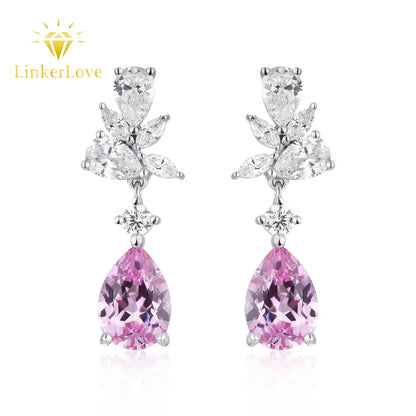 925 Silver Morganite Floral Drop Earrings