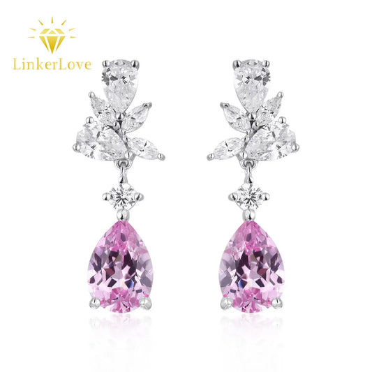 925 Silver Morganite Floral Drop Earrings