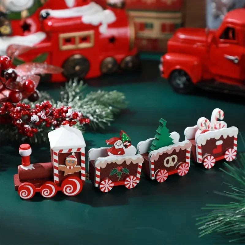 Wooden Christmas Train Tabletop Decoration