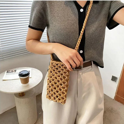 Women’s Woven Crochet Crossbody Phone Bag