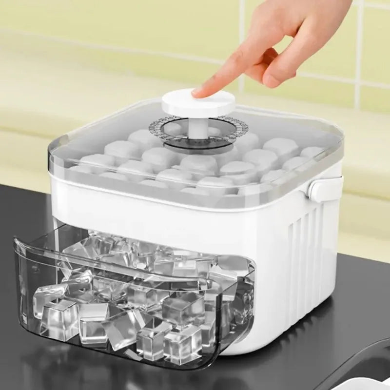 50-Grid Press Ice Cube Maker with Storage Box