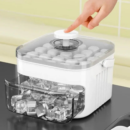 50-Grid Press Ice Cube Maker with Storage Box