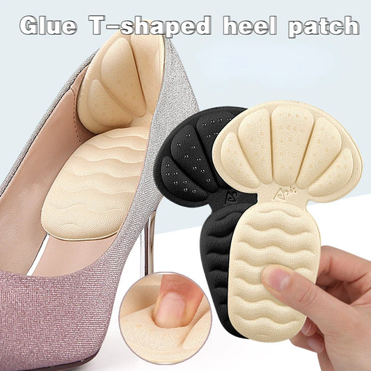 T-Shaped Heel Cushion Pads for High Heels, Pressure-Relief Shoe Inserts