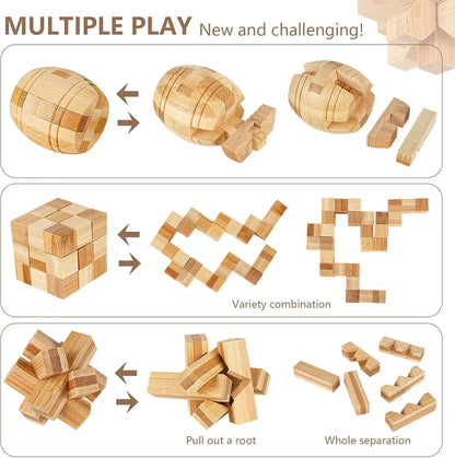 Wooden Kong Ming & Lu Ban Lock 3D Brain Teaser Puzzle